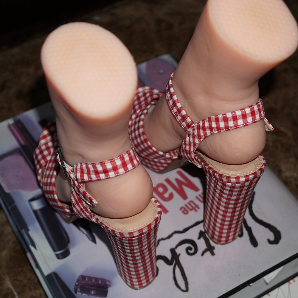 Rue21 etc! Fashion Gingham Open Toe Heel Sz 7/8M - Picture 4 of 16
